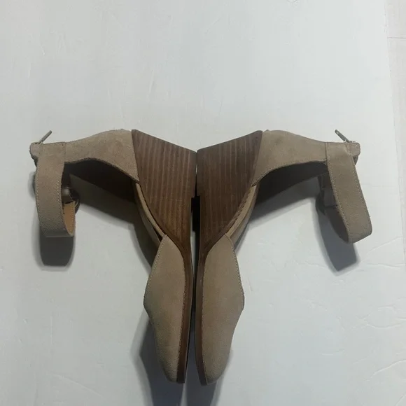 Crown Vintage Ludawen tan leather upper wedge sandals zipper & adjustable buckle - Picture 2 of 9